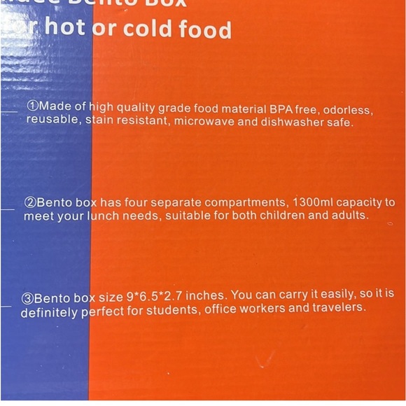 1.3L Bento Box Adult Lunch Box 4 Compartments Utensiles, Leak-Proof Purple - Picture 9 of 12